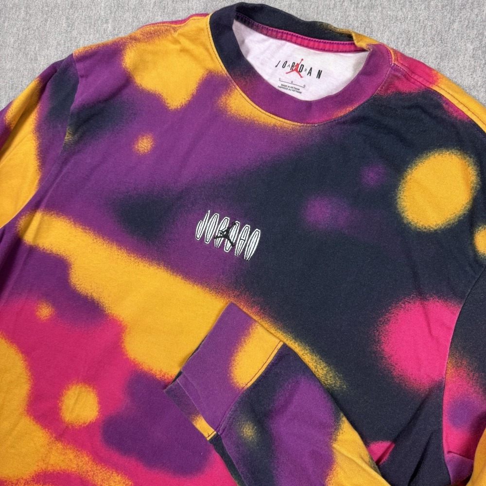 NIKE JORDAN Shirt Flight MVP 85 Orange Purple Pink Mens Tie-Dye Large